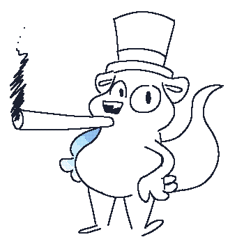 sketch of otter smoking a cartoonishly big blunt, similar pose to the "ralsei smoking weed" meme